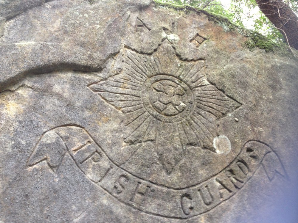 Irish Guards engraving on sandstone