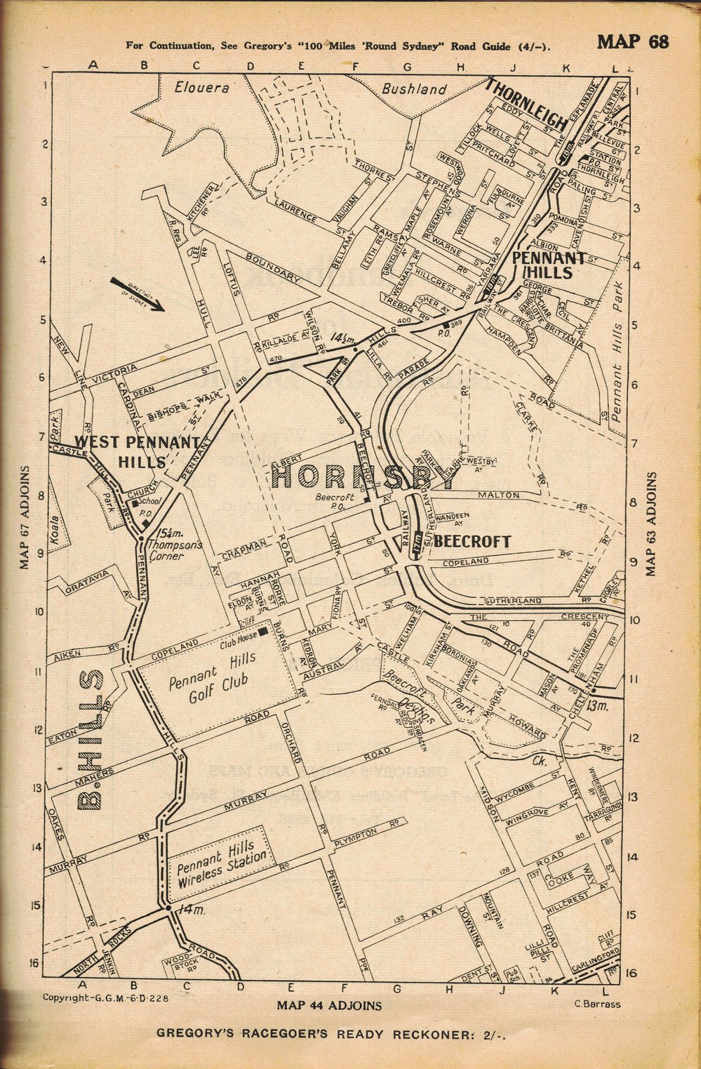 Street map of West Pennant Hills, 1951