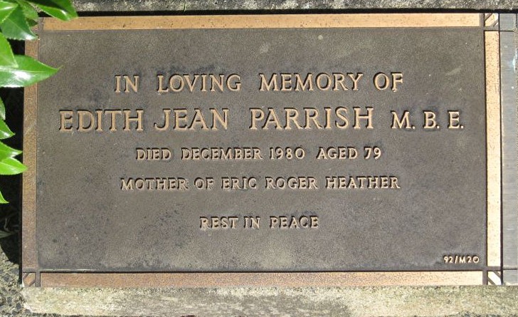 Headstone of Edith Parrish, Hornsby Shire Councillor