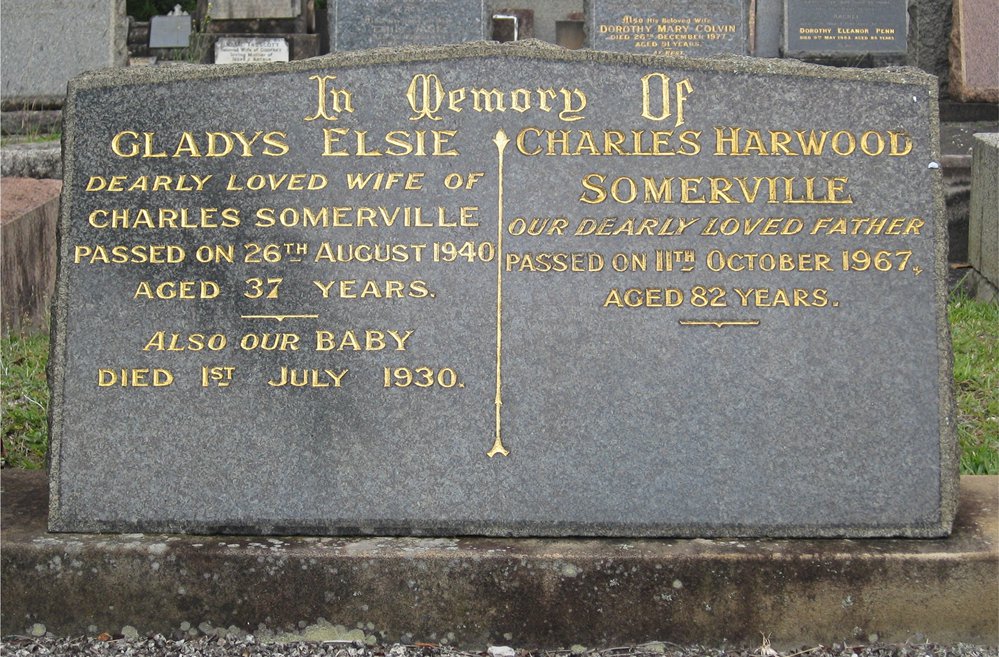 Headstone of Charles and Gladys Somerville
