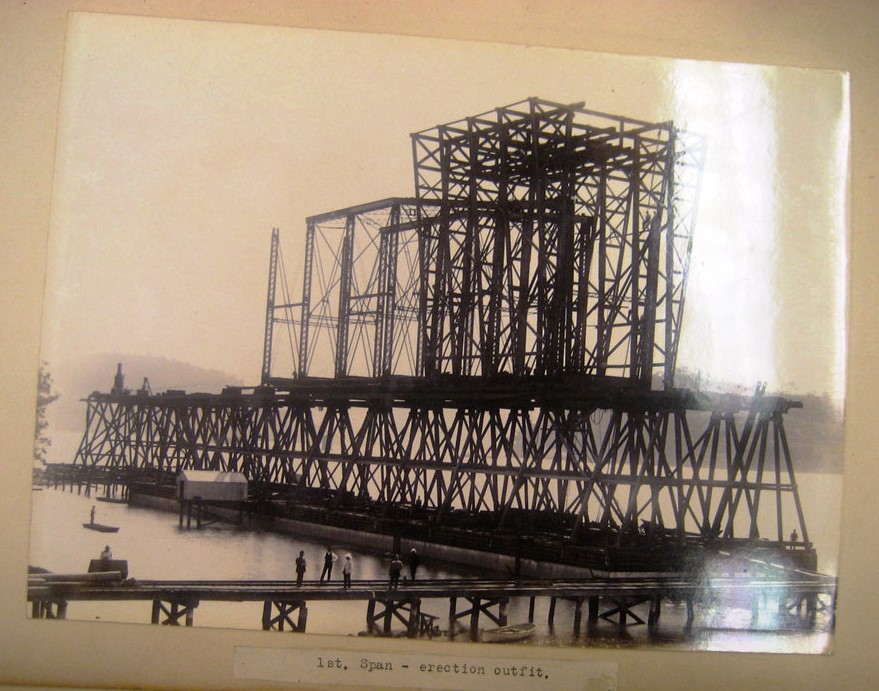 Erection of the first span of the First Hawkesbury River Railway Bridge