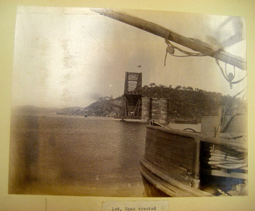 The 1st span about to be erected on the First Hawkesbury River Railway Bridge
