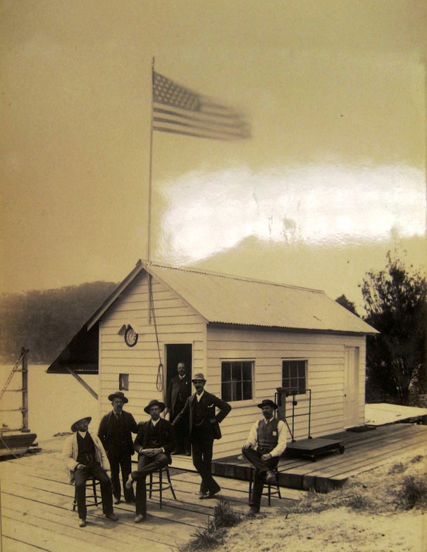 American Flag over the workers hut - First Hawkesbury River Railway Bridge