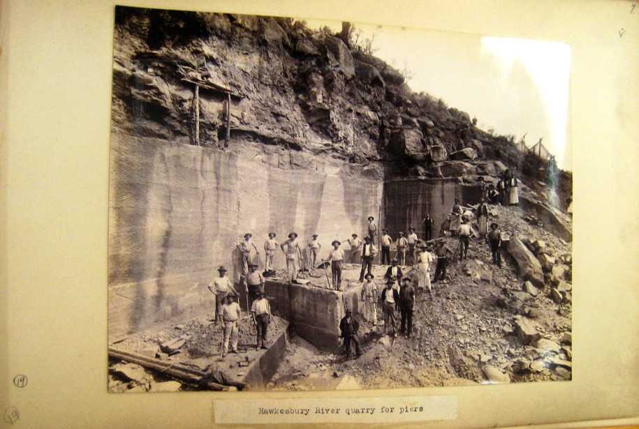 Quarrying for the piers for the building of the First Hawkesbury River Railway Bridge