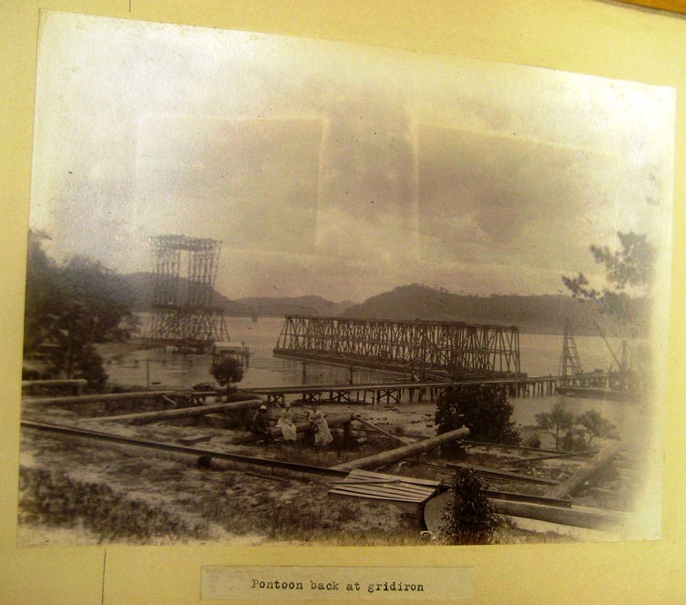 Pontoon back at gridiron - First Hawkesbury River Railway Bridge
