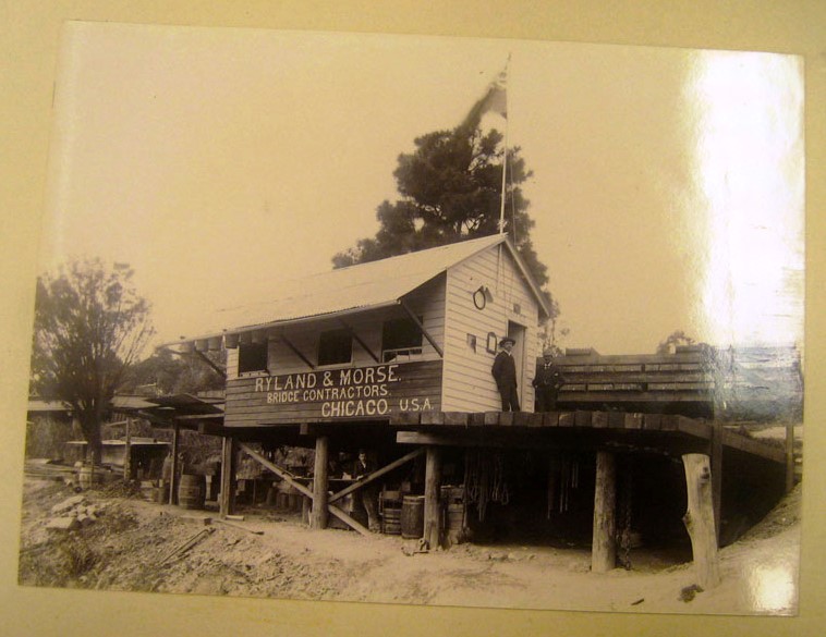 Work hut belonging to Ryland &amp; Morse bridge contractors on Dangar Island