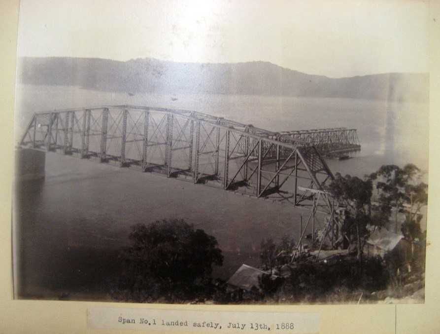 Span number 1 landed safely on the piers of the First Hawkesbury River Railway Bridge