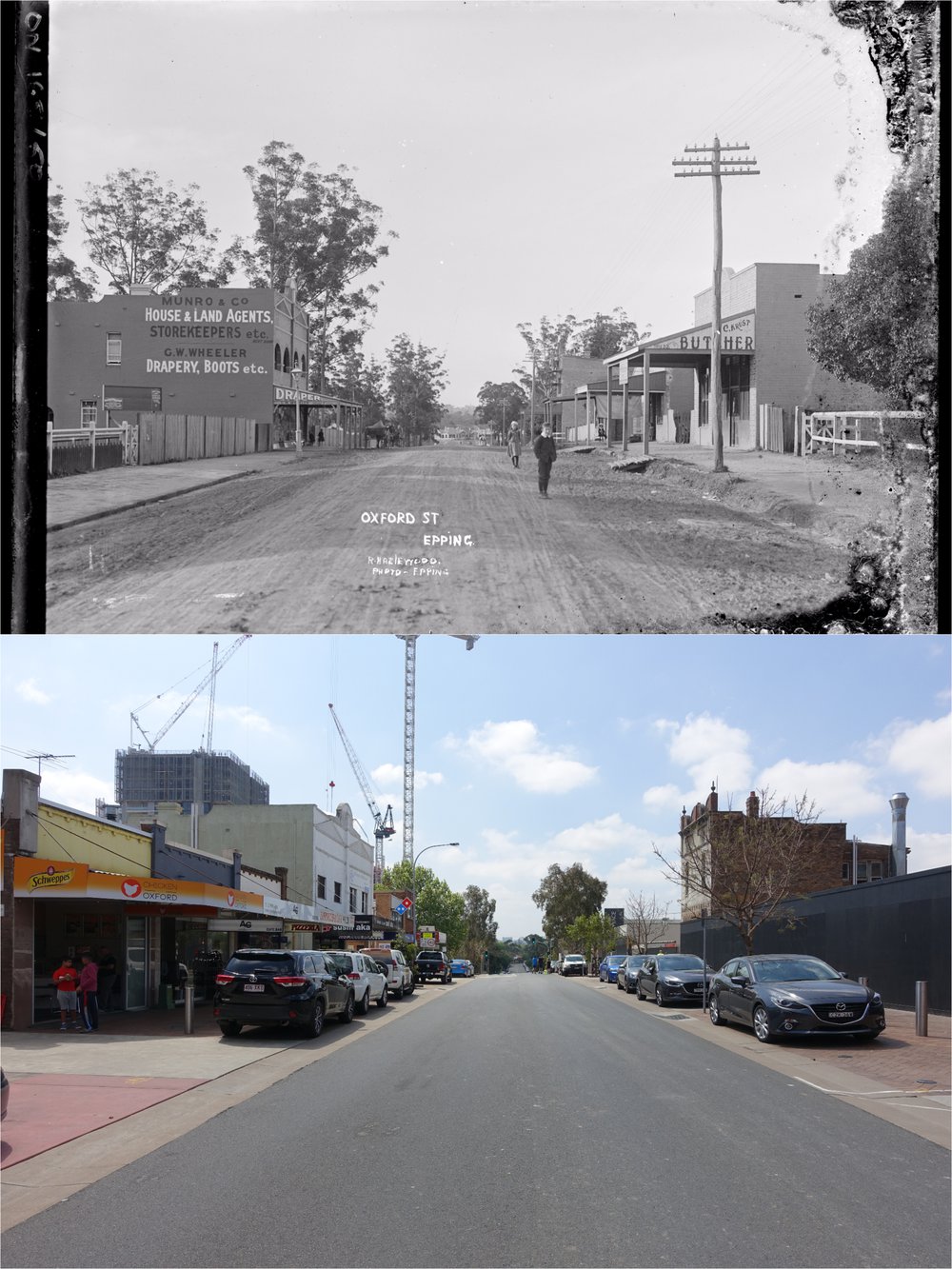 Oxford Street, Epping (looking north) Then and Now