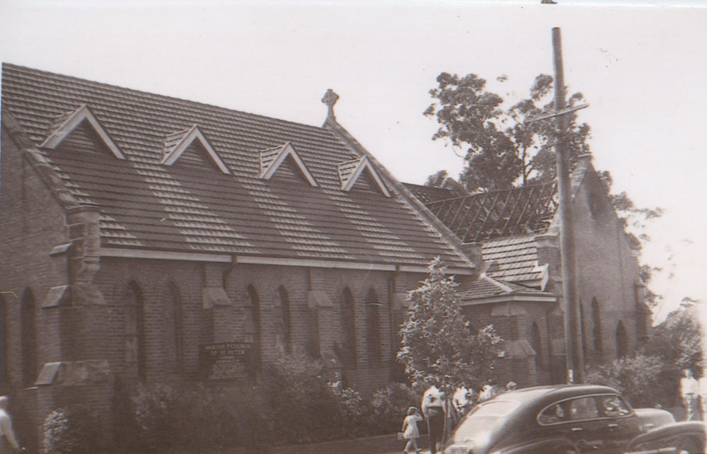 St Peters Church, Hornsby,  after the bushfire of 1957