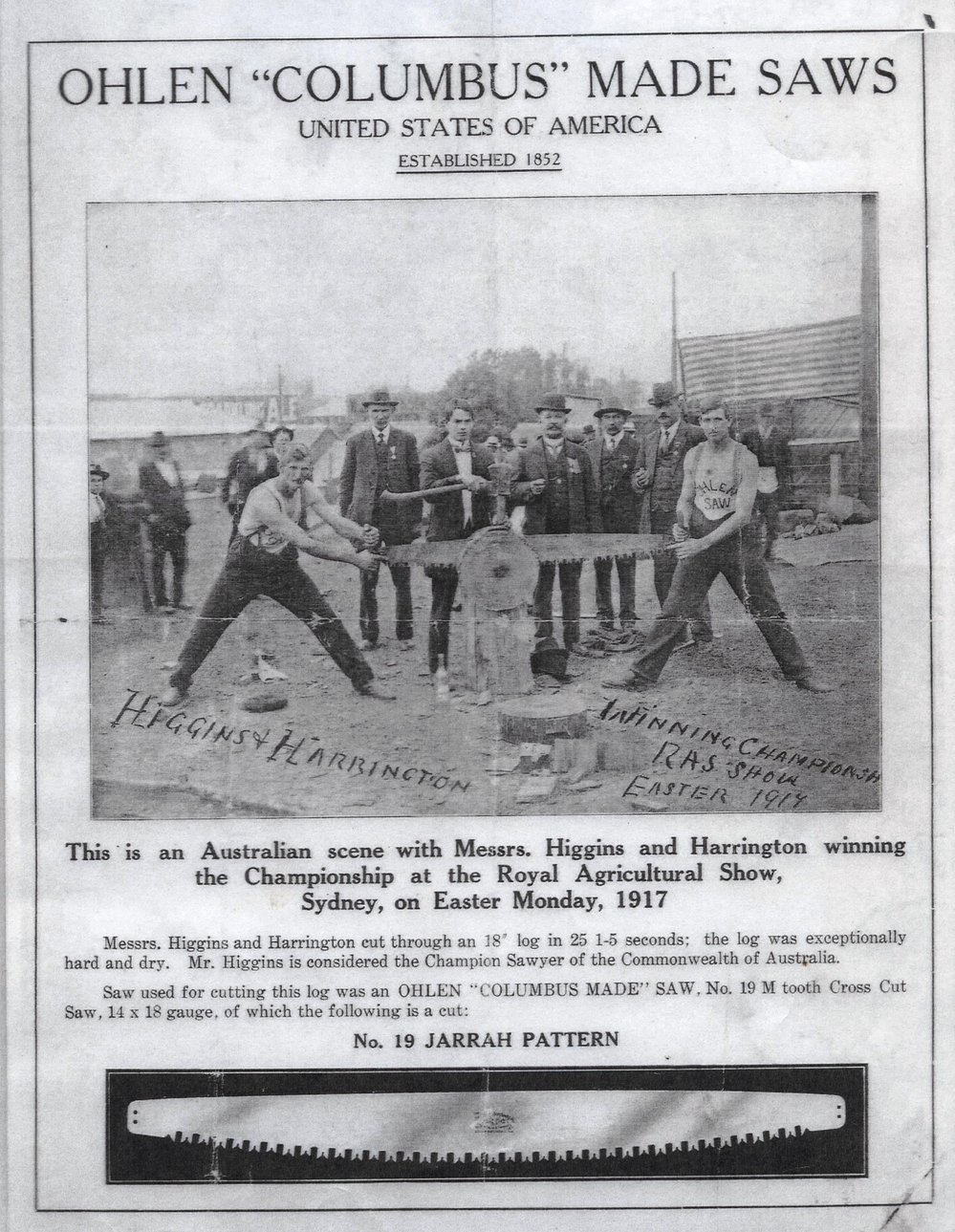 Advertisement featuring Ned Higgins and Ted Harrington