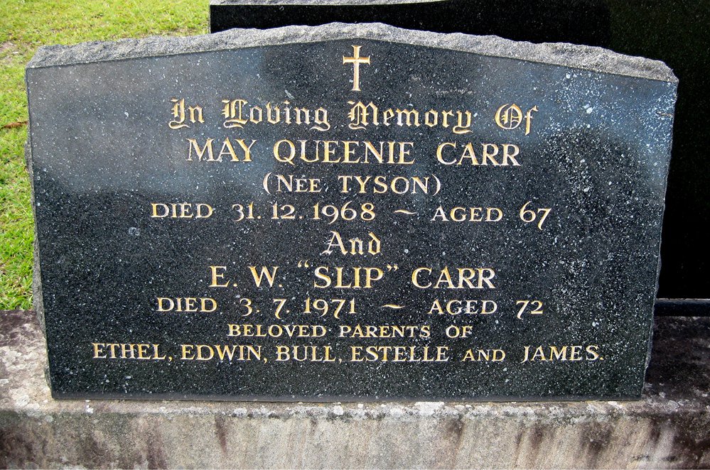 Headstone of Edwin Carr of Thornleigh
