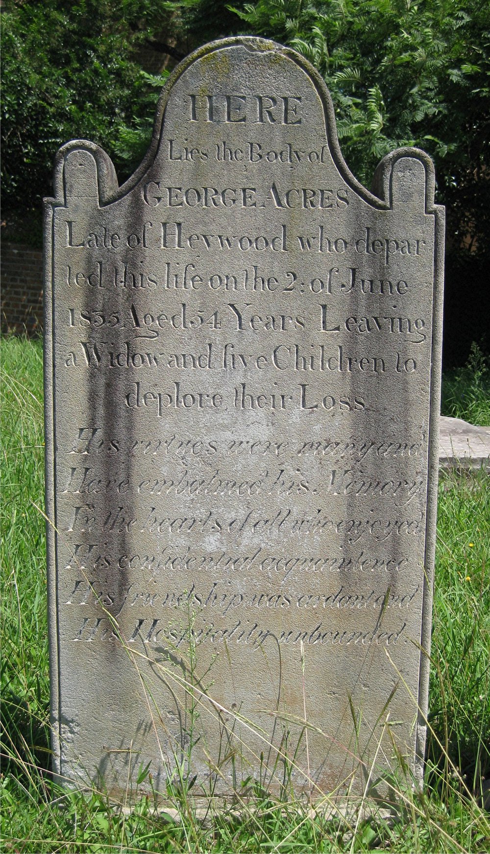 Headstone of George Acres of Glenorie 