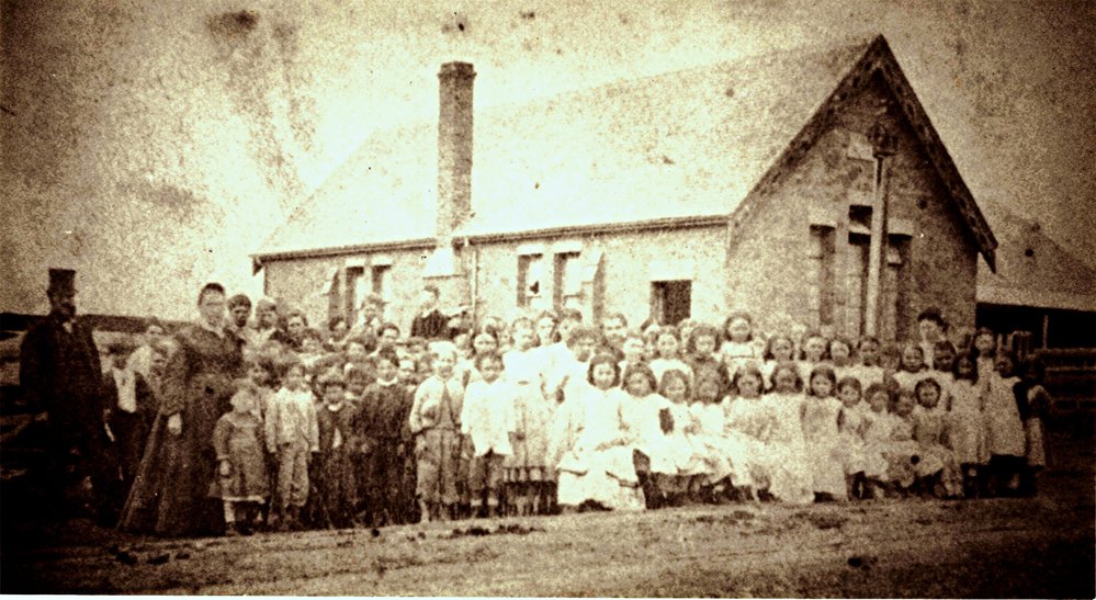 School students outside School Hall, St Paul's Anglican Church, Carlingford