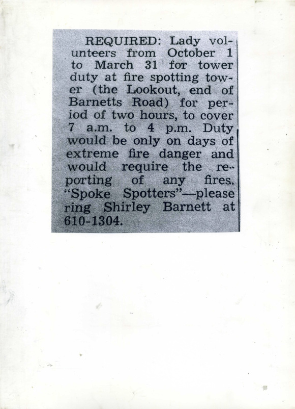 Lady volunteer fire spotters