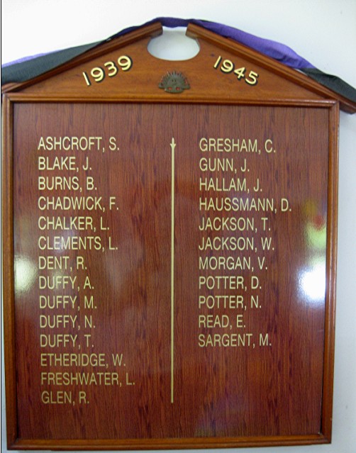 Honour Board at the Cowan Community Centre