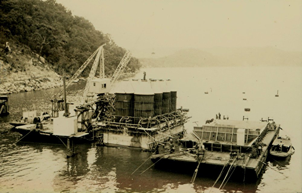Contstructing the first pier for the Second Hawkesbury River Railway Bridge