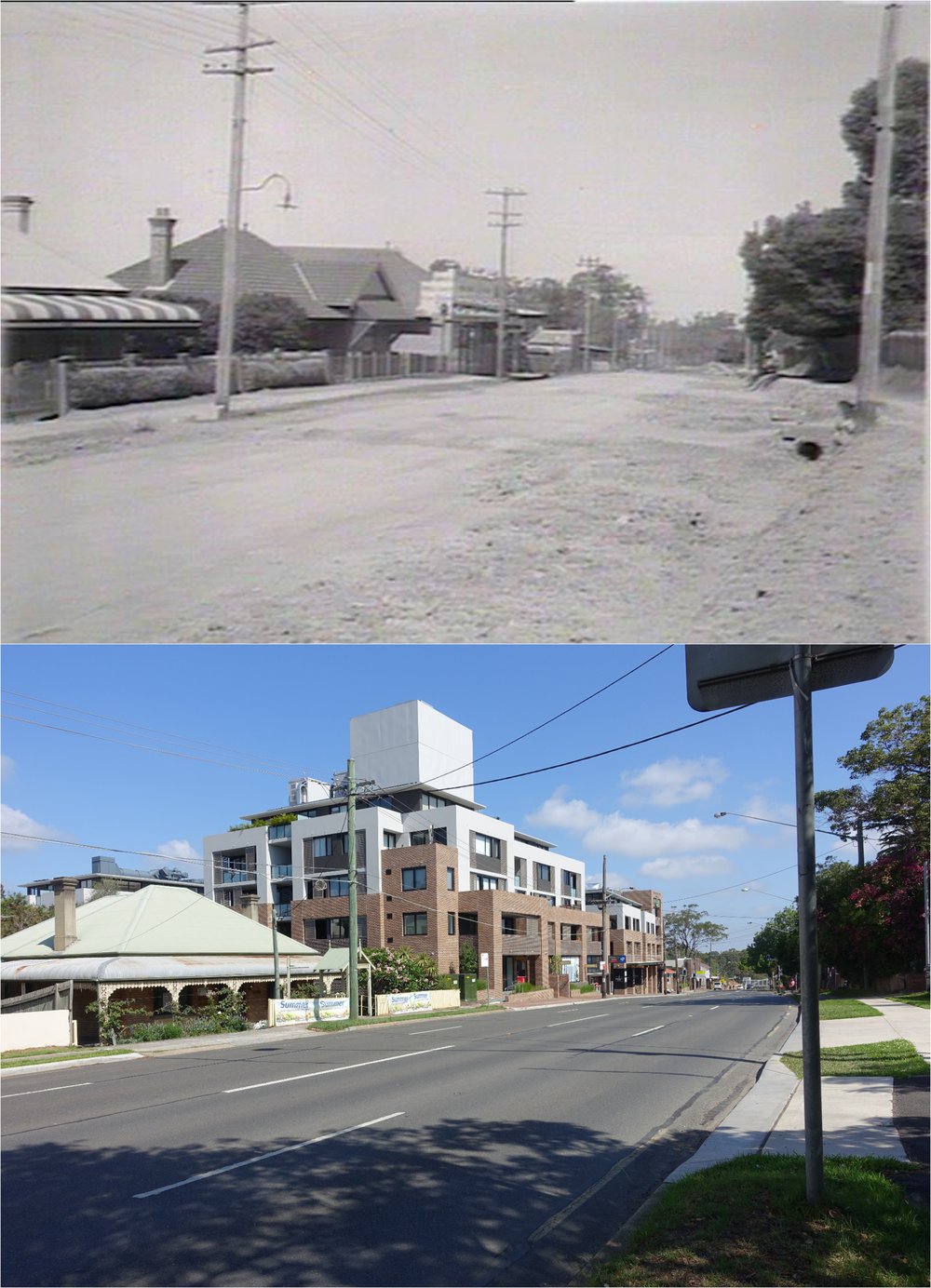 Beecroft Road, Beecroft, looking South - Then and Now