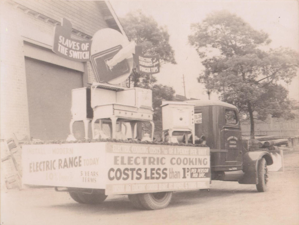 Hornsby Shire Council Electricity Department parade truck, 1940s