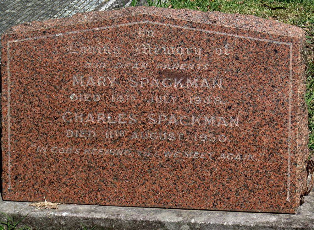 Headstone of Charles and Mary Spackman