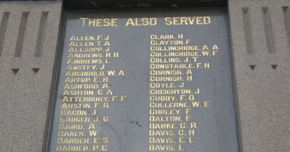 Hornsby War Memorial - World War 1 - These also served