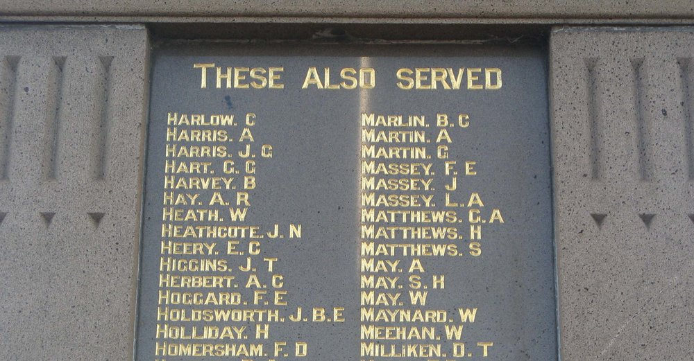 Hornsby War Memorial - World War 1 - These also served