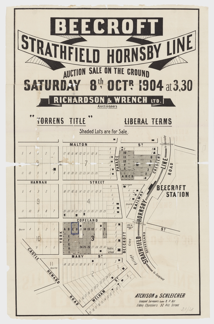 Sale of land at Beecroft on the Strathfield Hornsby Line