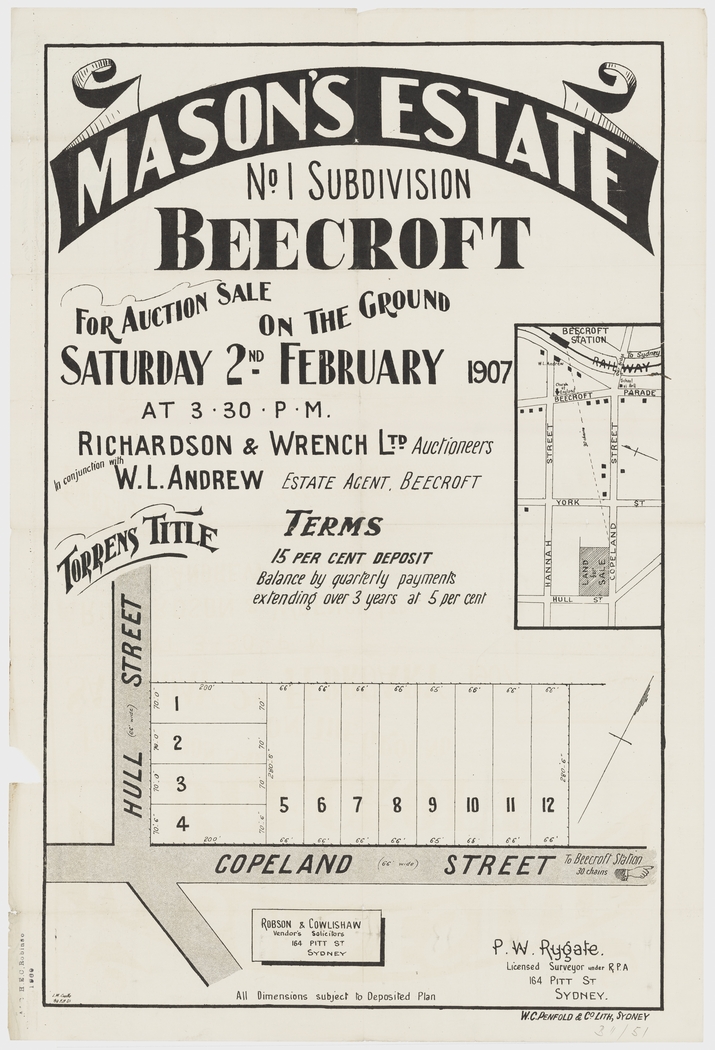 Mason's Estate, No. 1 Subdivision - Beecroft