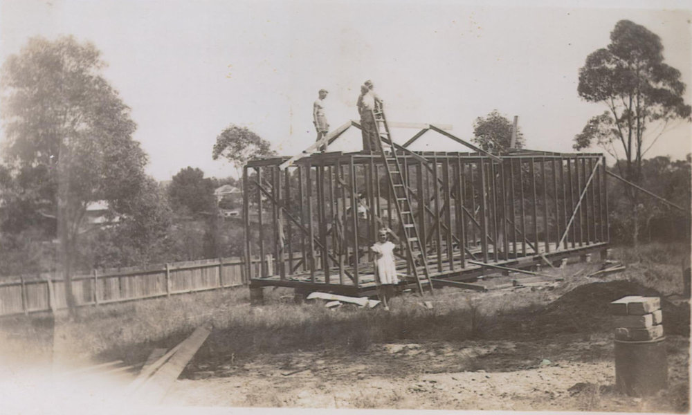 Half a house being built corner of Ethel and Ida St