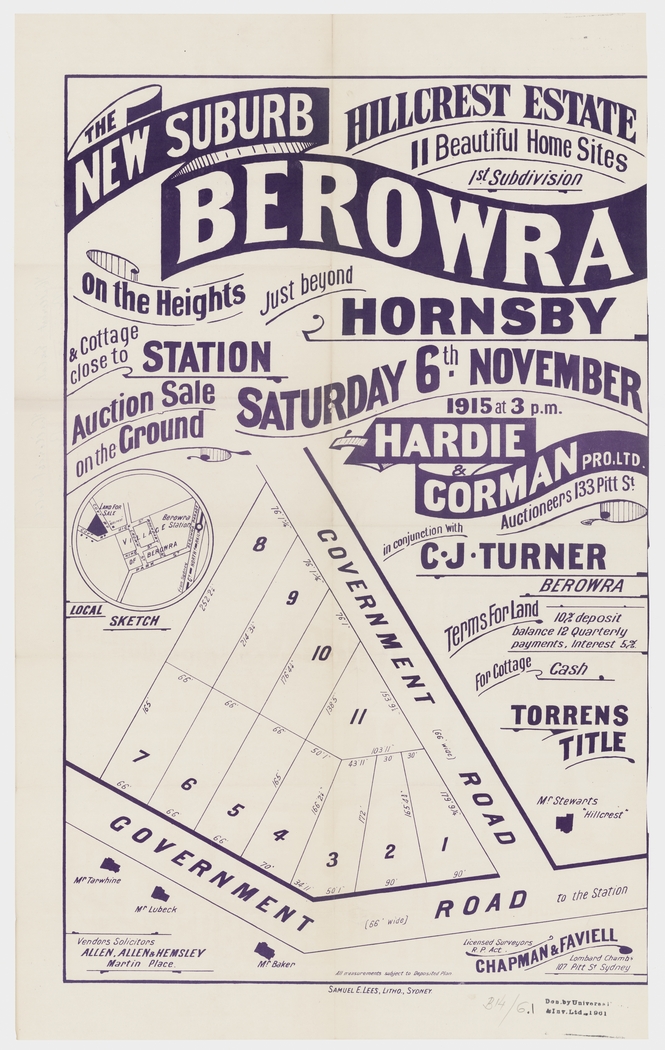 Hillcrest Estate - Berowra (First Subdivision)