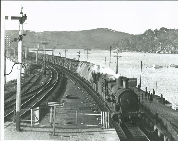 Steam train outside the Hawkesbury River Station