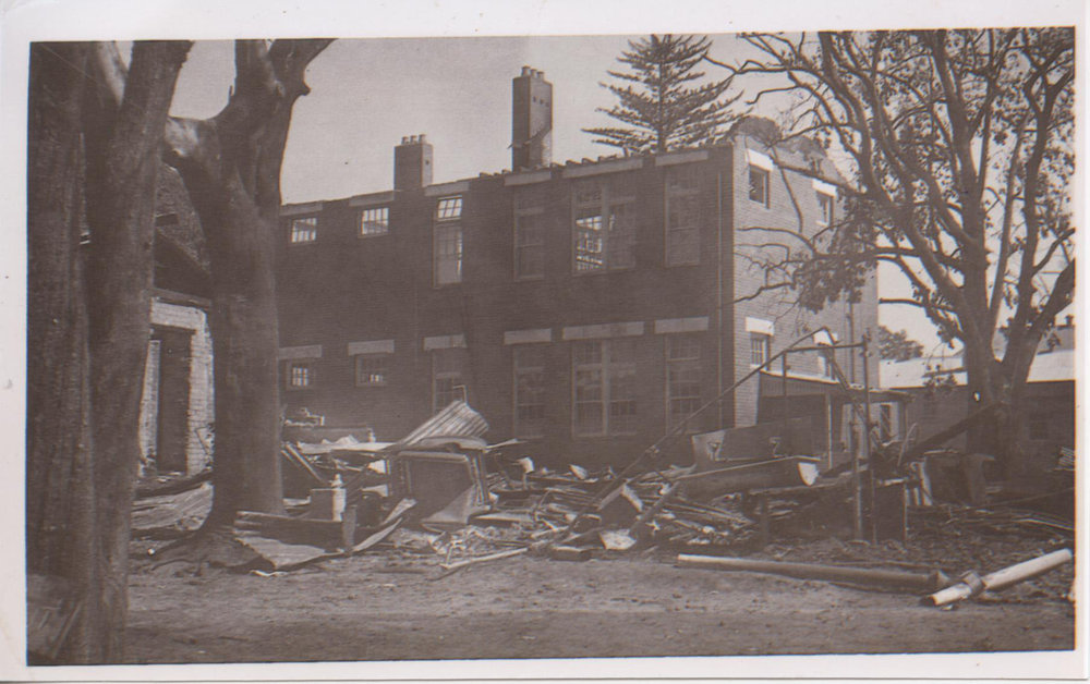 Hornsby Home Science Secondary School after the bushfire, 1957