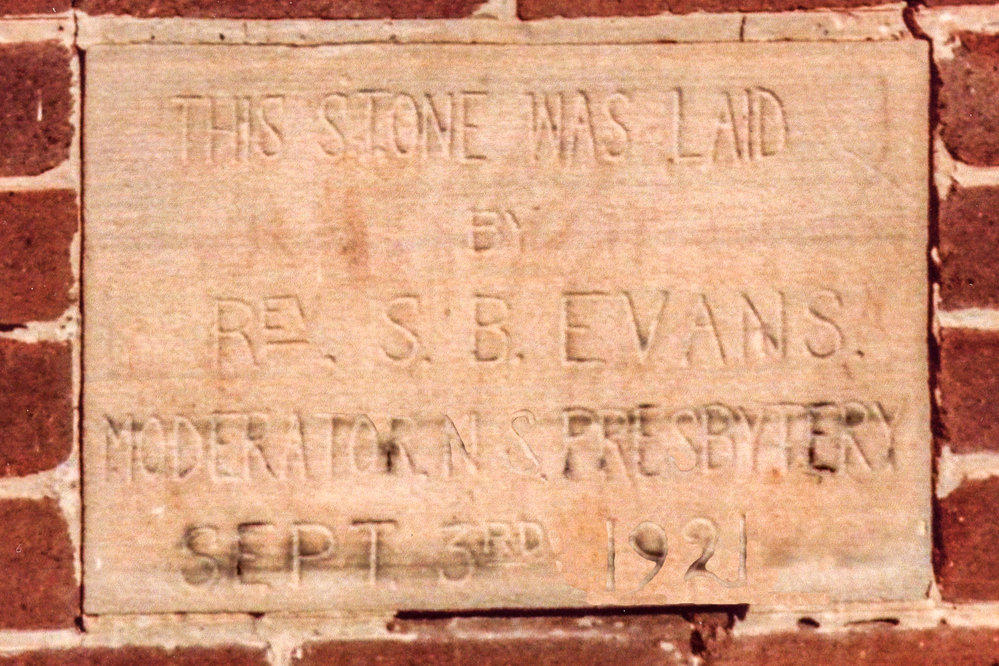 Foundation Stone, St. David's Presbyterian Church Asquith, 1921