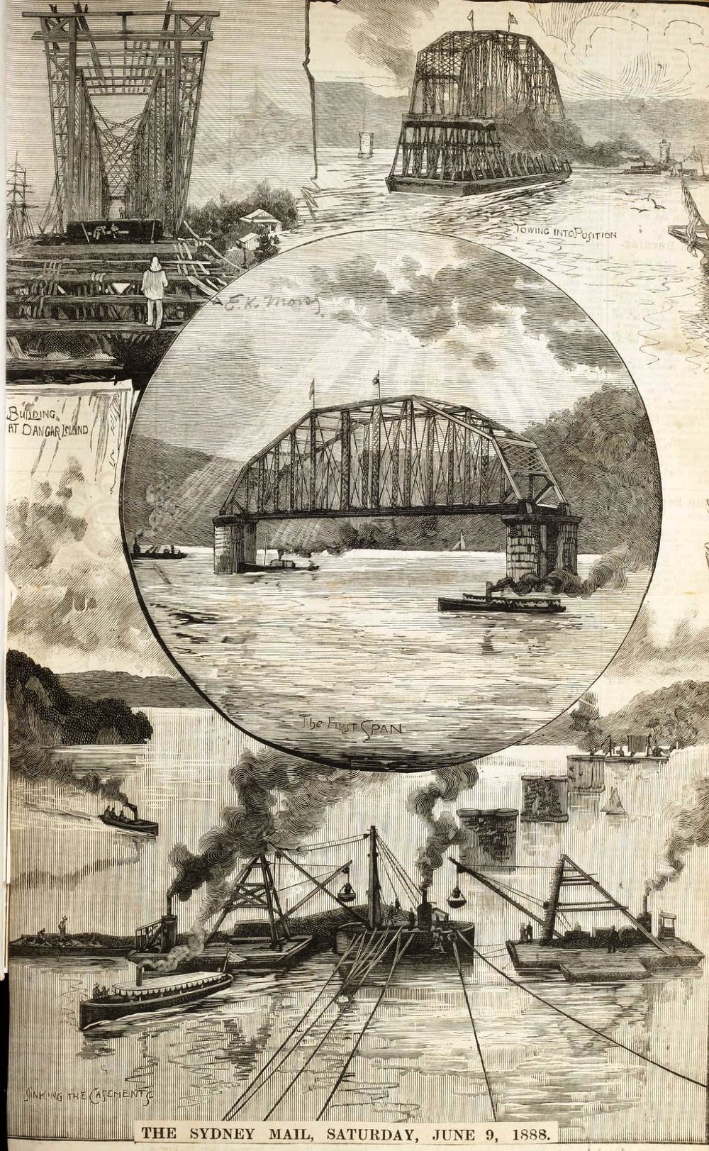 The First Hawkesbury Railway Bridge - the successful placing of the first span