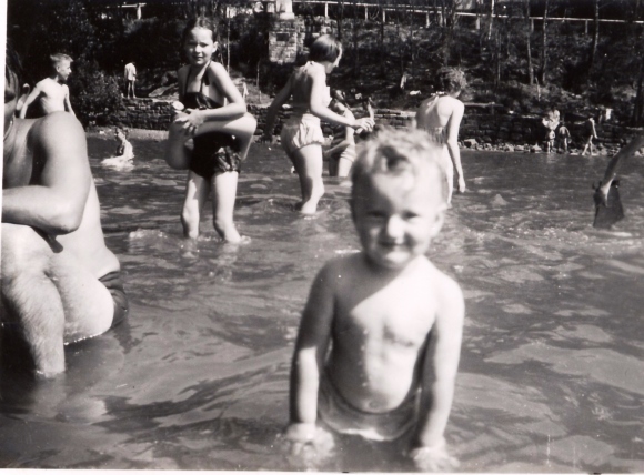Neil Davis takes a dip in Berowra Creek 