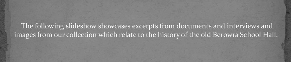 A history of the old Berowra School Hall