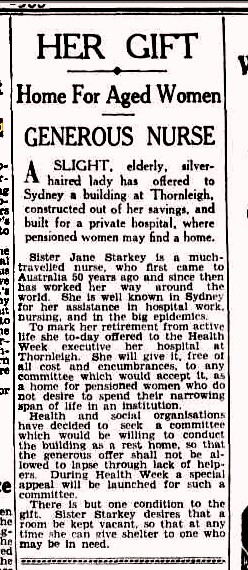 Nurse Jane Starkey &amp; Thornleigh Hospital