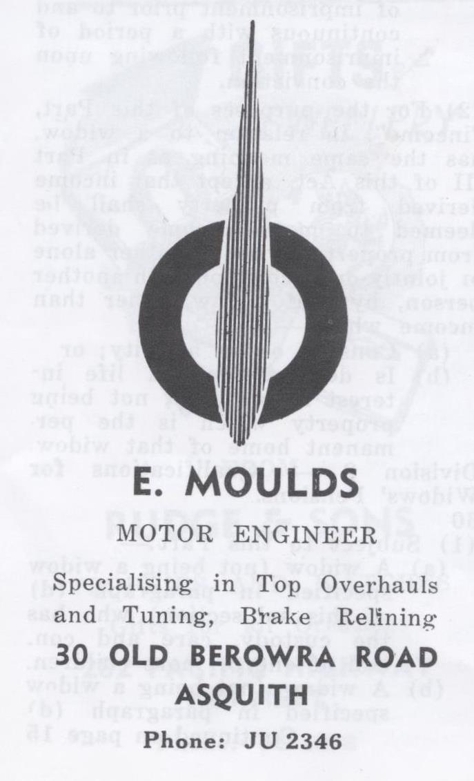E. Moulds, Motor Engineer, Asquith
