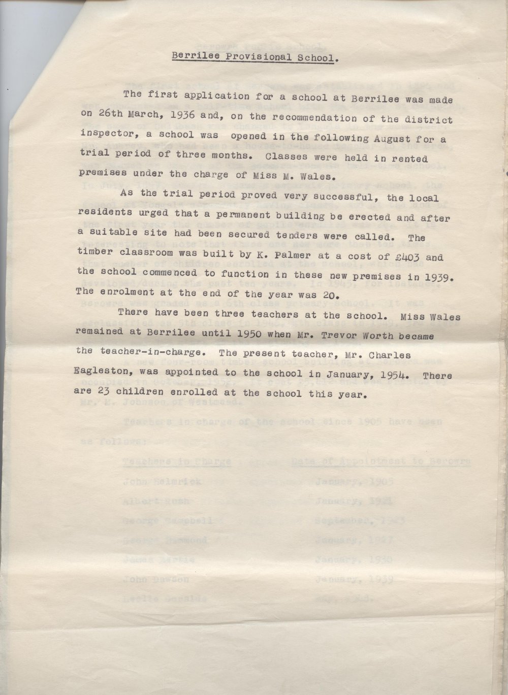 Berrillee Provisional School