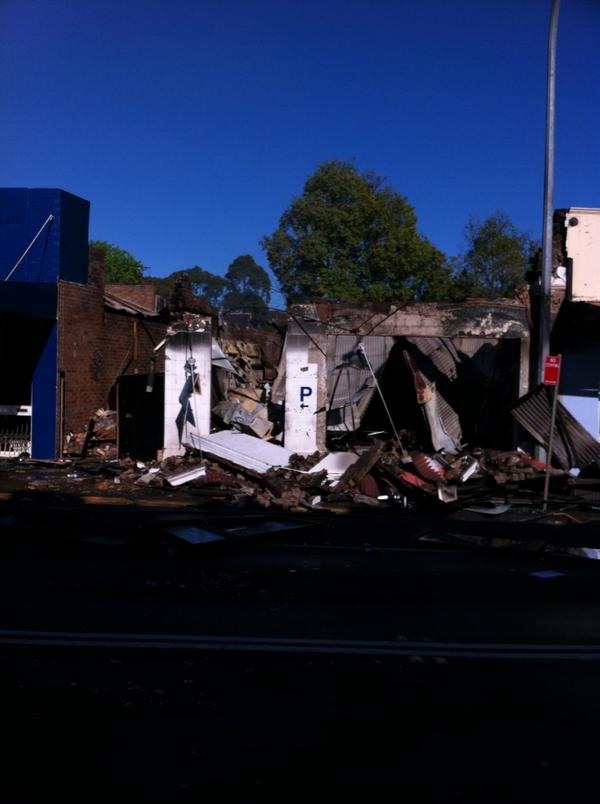 Blown up stores, Peats Ferry Road, Hornsby