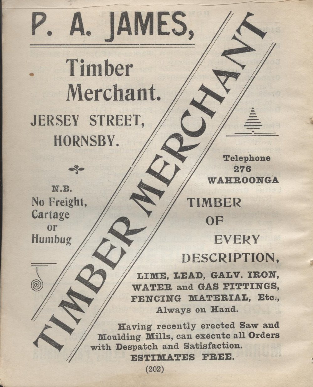 P. A. James Timber Merchant, Hornsby