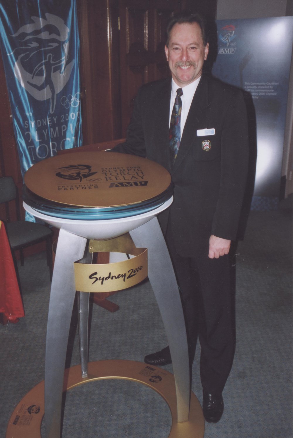 Robert Ball with the Hornsby Shire Council Olympic Cauldron