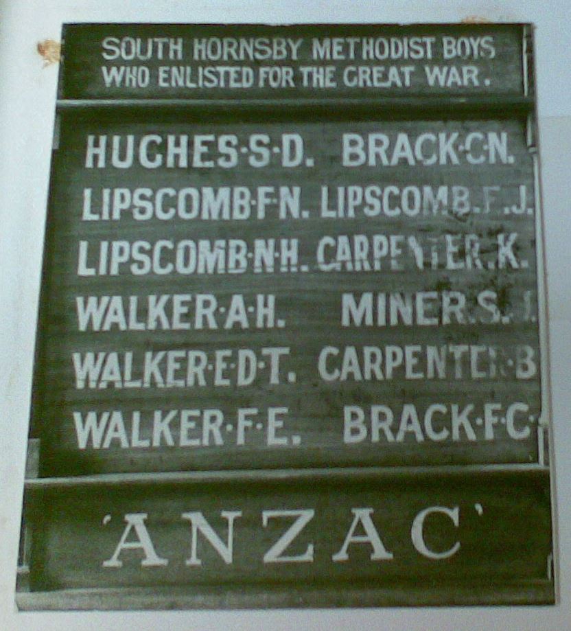  South Hornsby Methodist Boys who enlisted in the First World War