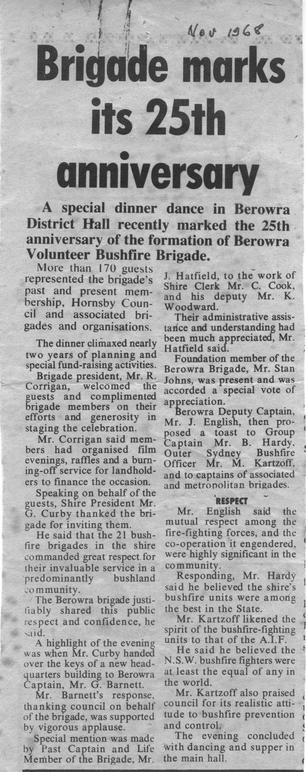 Berowra Bushfire Brigade marks its 25th anniversary