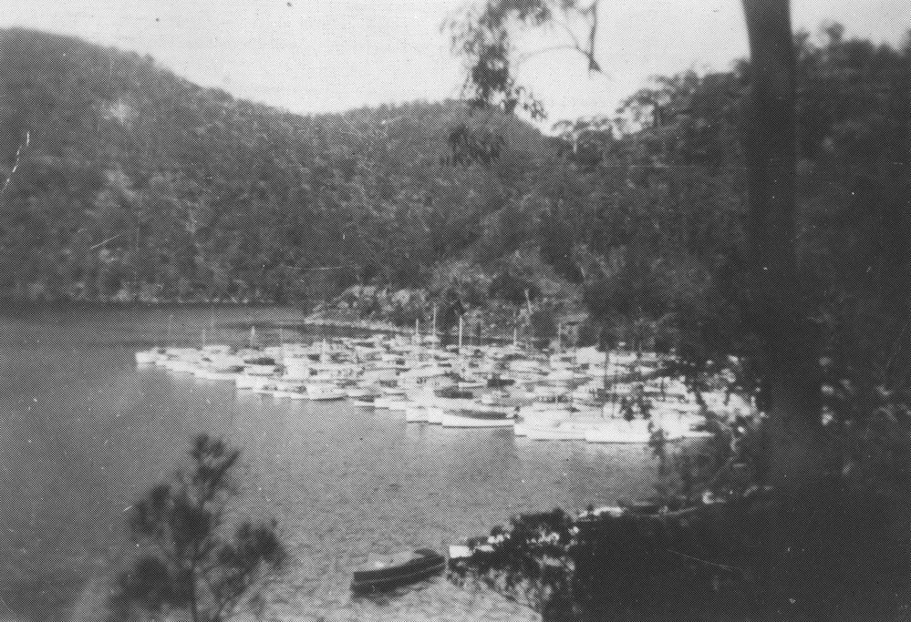 Boats moored at Crosslands on Berowra Creek in case of Japanese Invasion 1942