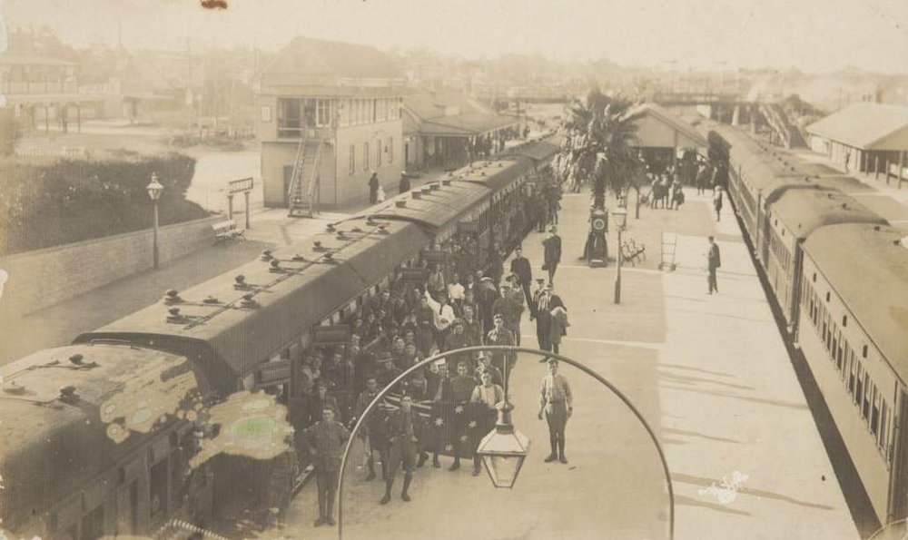 Soldiers at Hornsby Railway Station