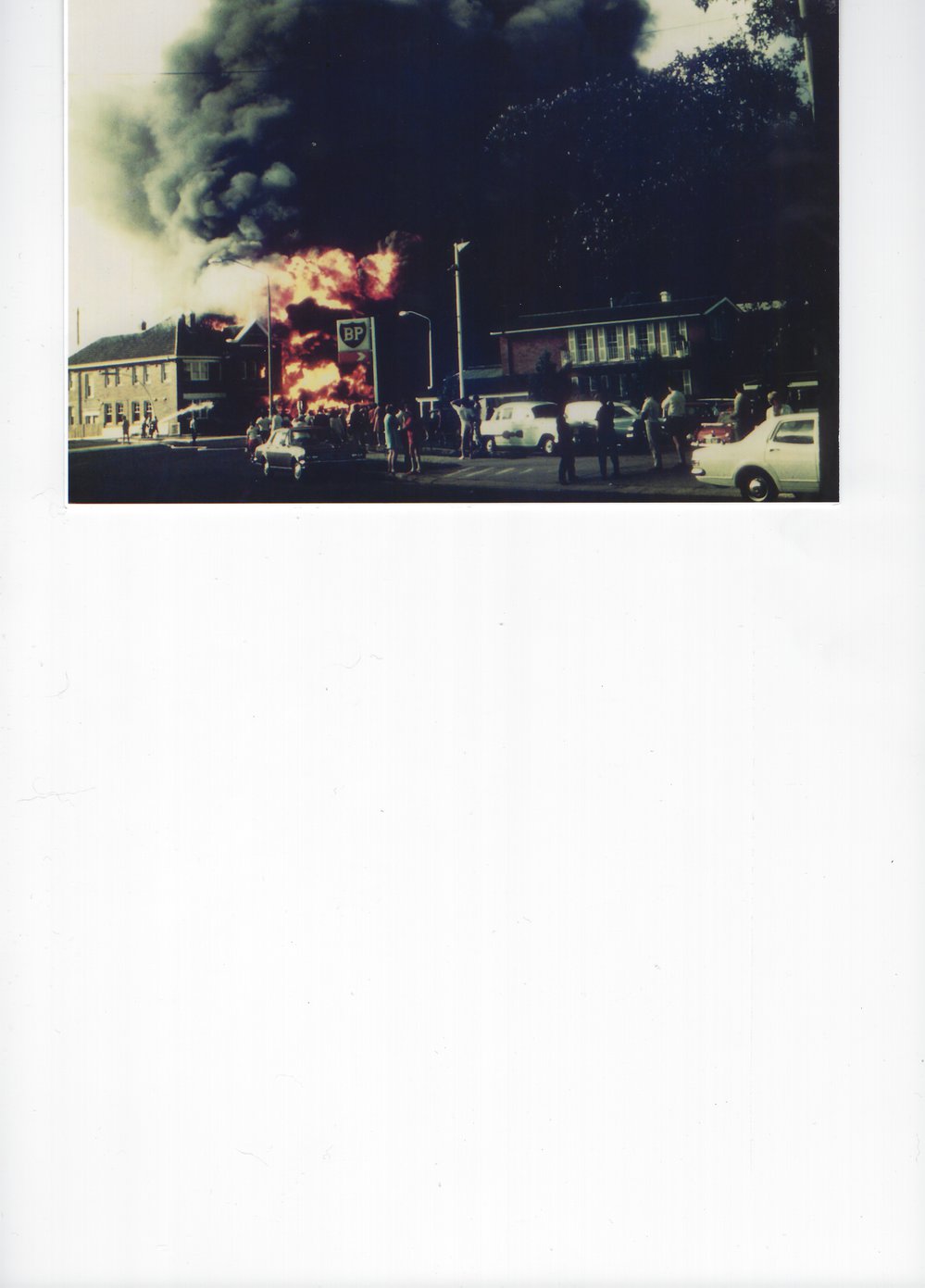 Petrol tanker fire at the Hornsby Fire Station, 1971