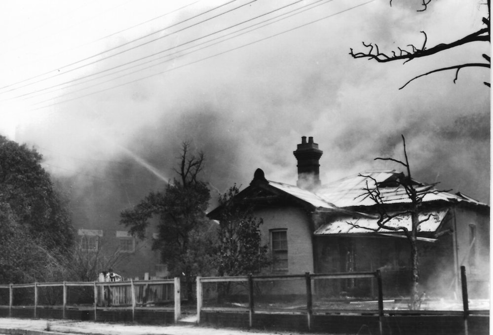 1957 bushfire damage to school in Hornsby