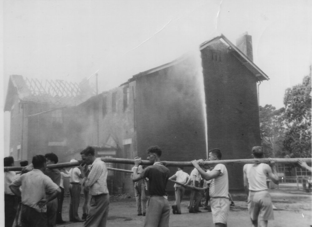 1957 bushfire damage to school in Hornsby