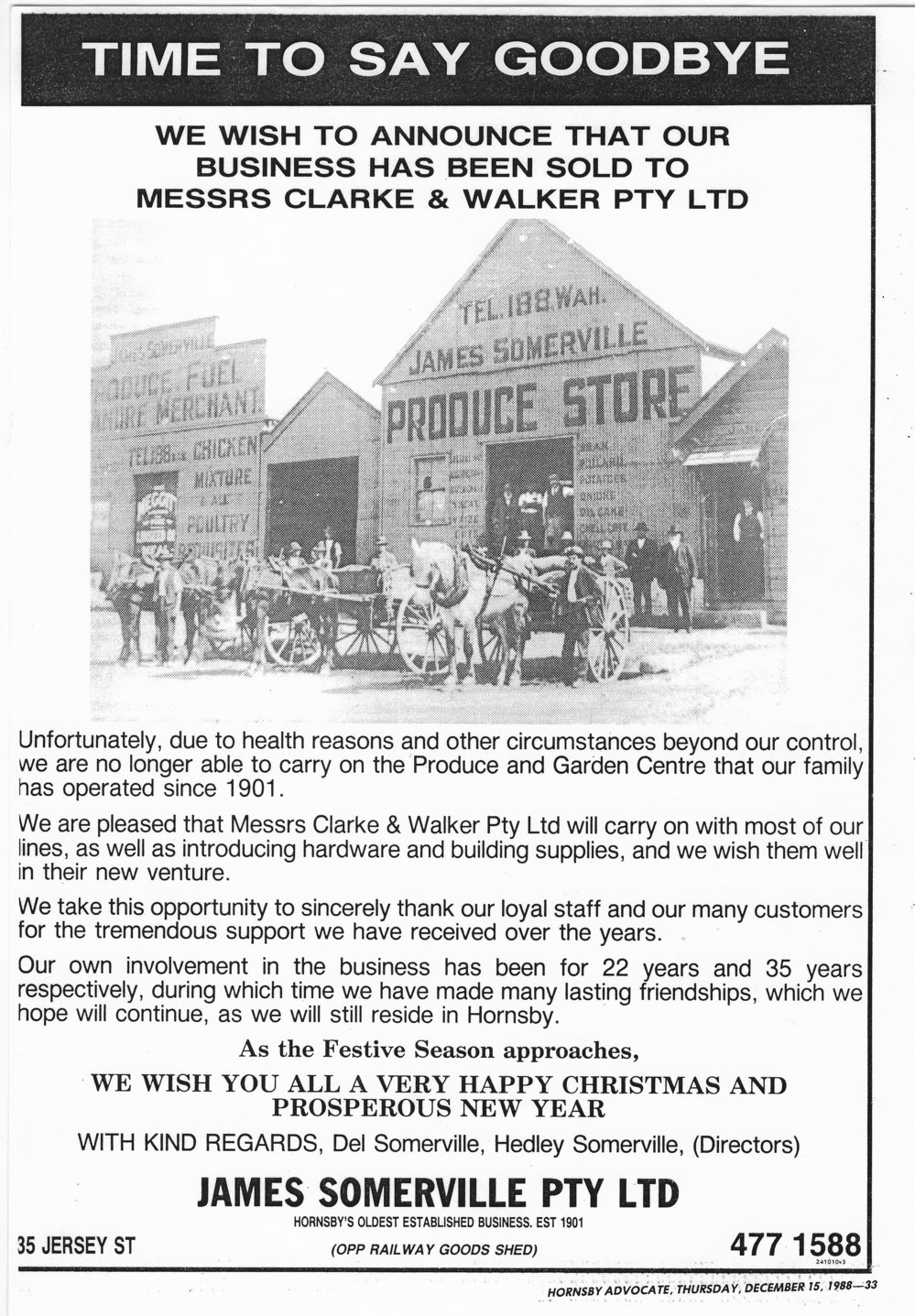 Sale of the Somerville Produce Store
