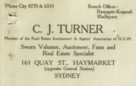 C. J Turner business card